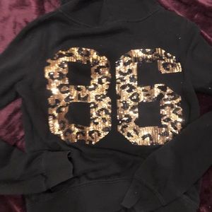 VS PINK leopard print sequin zip up hoodie
